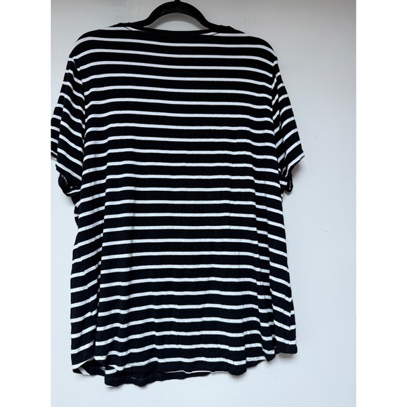 Old Navy Luxe Striped V Neck T Shirt Black White Plus Size XL - Picture 6 of 7